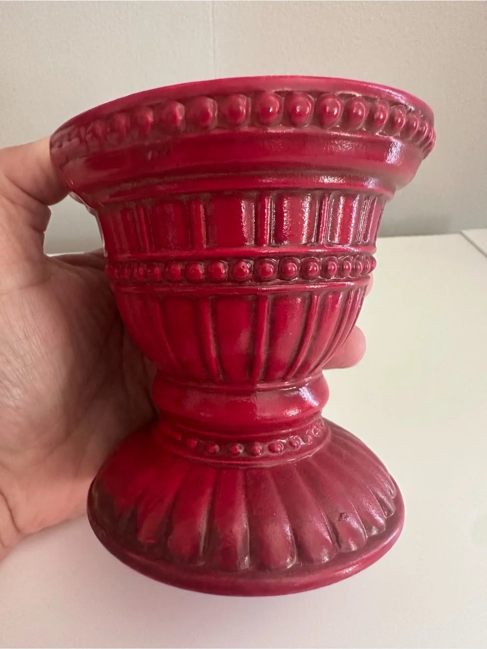 Red Decorative Antique-Style Planter / Vase